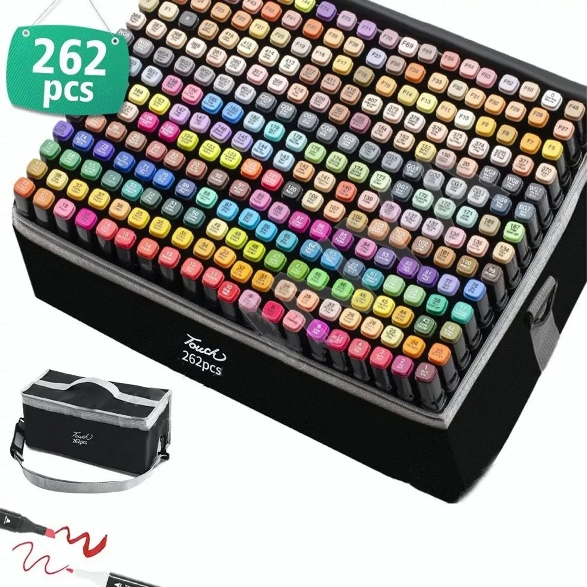 EVERSO - Set 262 Marcadores Lápices Colores Touch Doble Punta + Bols