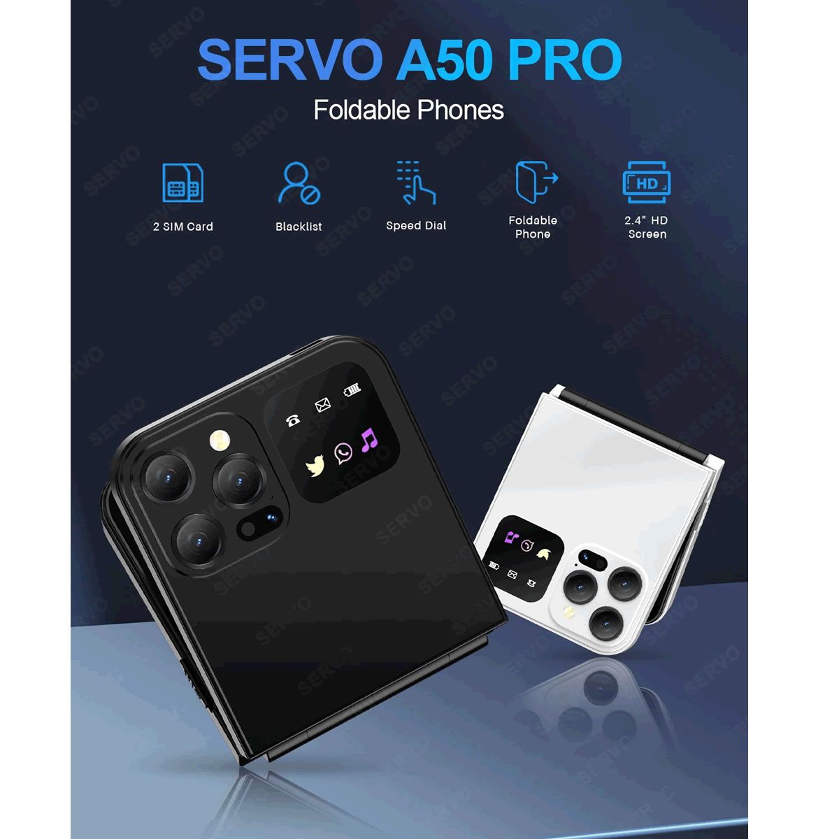 GENERICO - Teléfono Plegable Con Doble Tarjeta Sim Negro