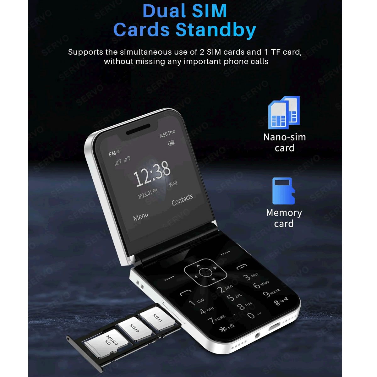 GENERICO - Teléfono Plegable Con Doble Tarjeta Sim Negro