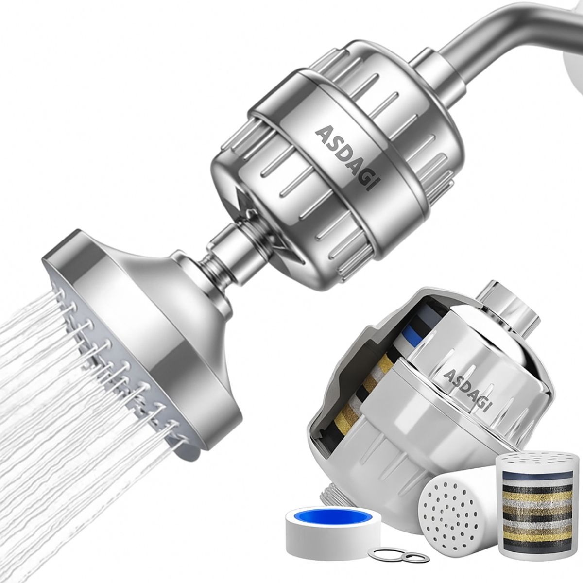 ASDAGI - Filtro Ducha Plateado ASDAGI