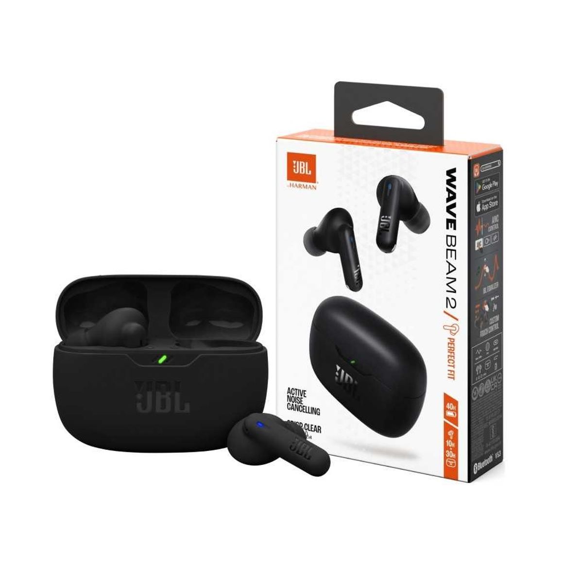 JBL - Audifonos JBL Wave Beam 2 Bluetooth Negro Cancelacion de Ruido