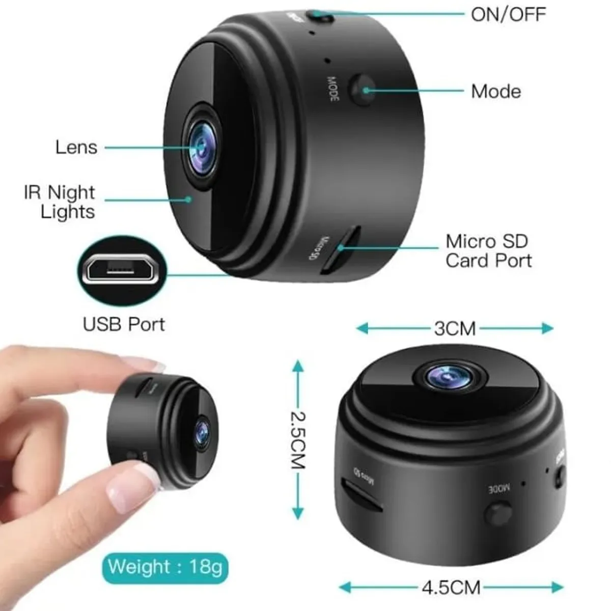 GENERICO - MINI CAMARA ESPIA A9 WIFI IMANTADA