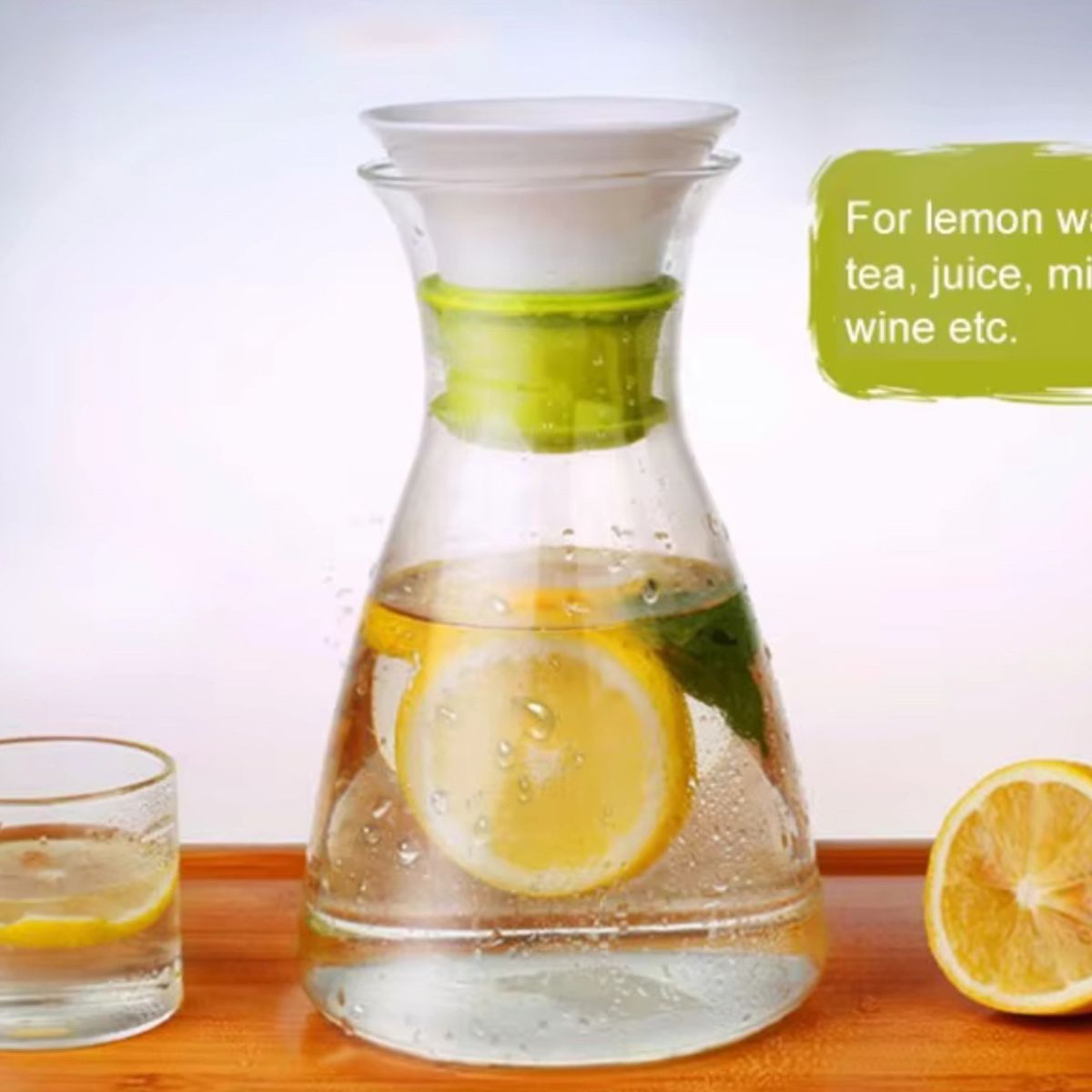 GENERICO - JARRA DE VIDRIO CON TAPA HERMETICA VERDE 800ML