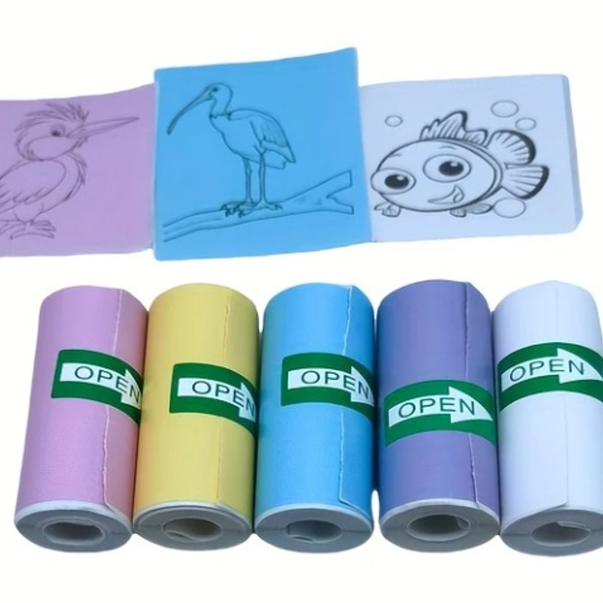 GENERICO - 5 Rollos Papel Térmico Autoadhesivo Para Mini Impresora