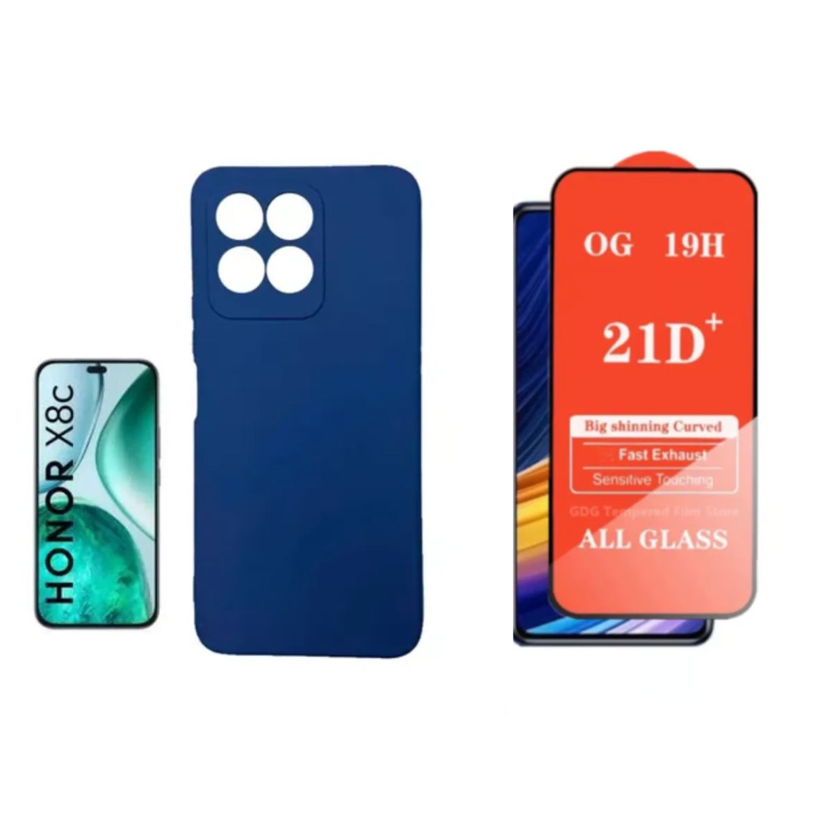 HONOR - SILICONA PARA HONOR X8 C COLOR AZUL+ MICA VIDRIO