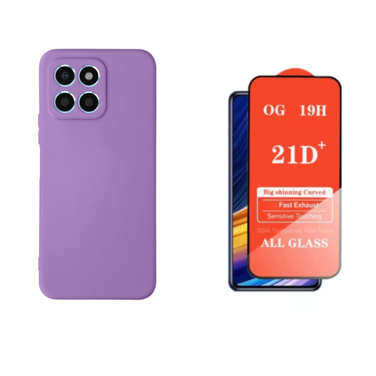 HONOR - SILICONA PARA HONOR X8 C COLOR LILA  + MICA VIDRIO