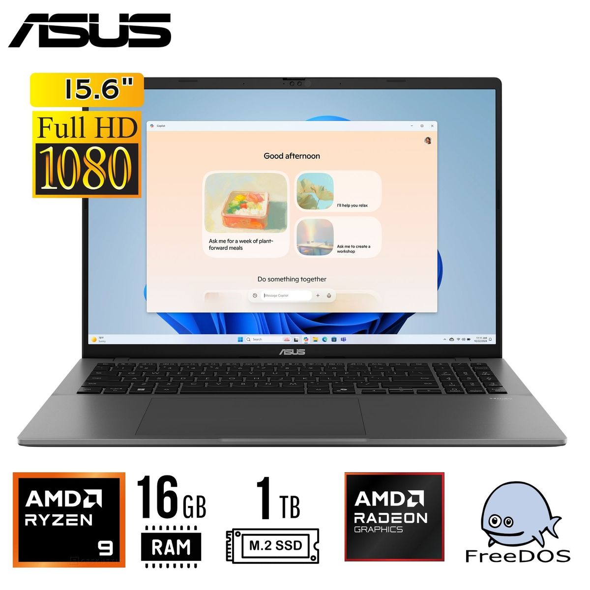 ASUS - LAPTOP ASUS M3607HA-RP066 15,6"FHD AMD R9 270 16GB DDR5 1TB SSD FreeDOS