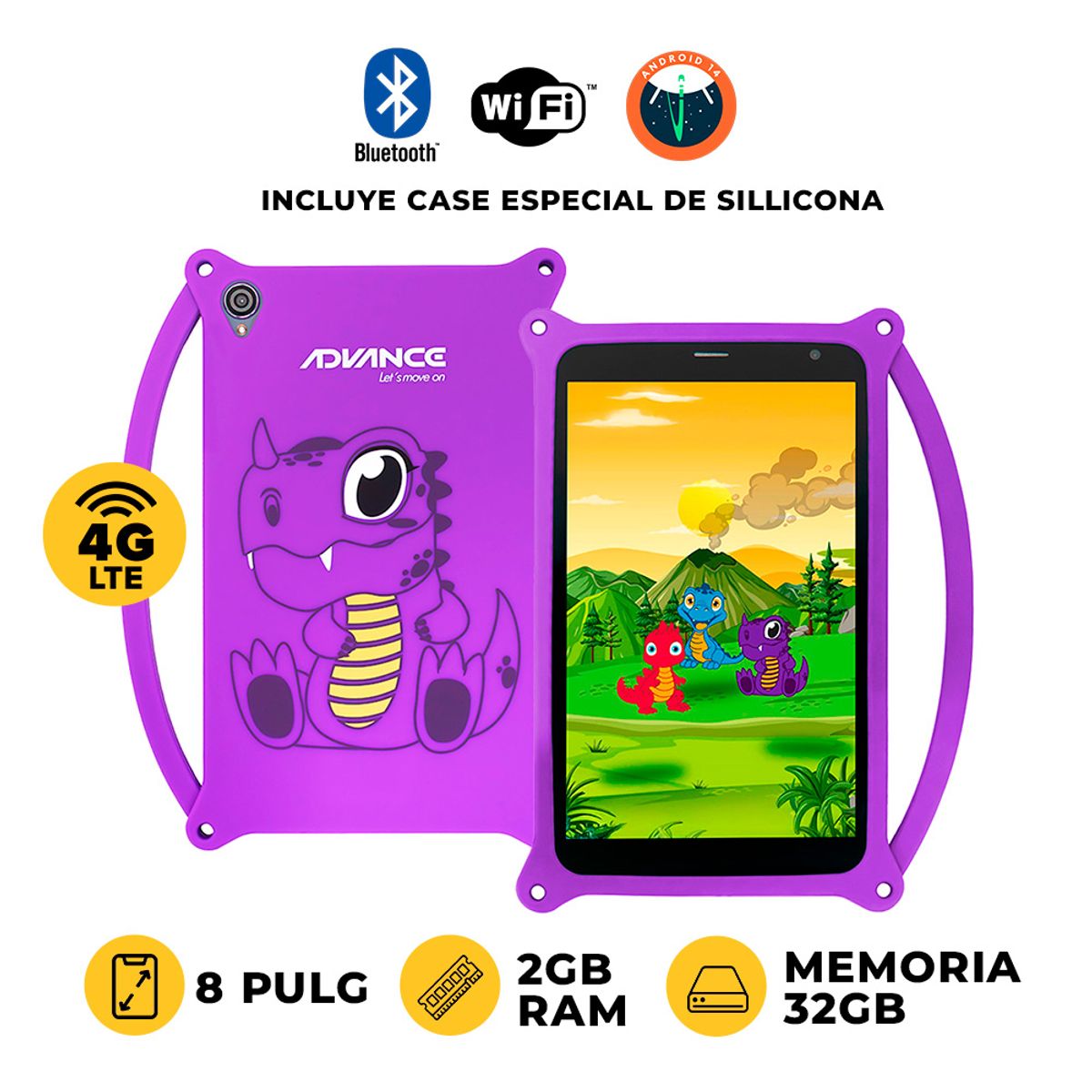 ADVANCE - TABLET ADVANCE KIDS TR8050 8 IPS 4G 2GB 32GB + COVER PURPLE