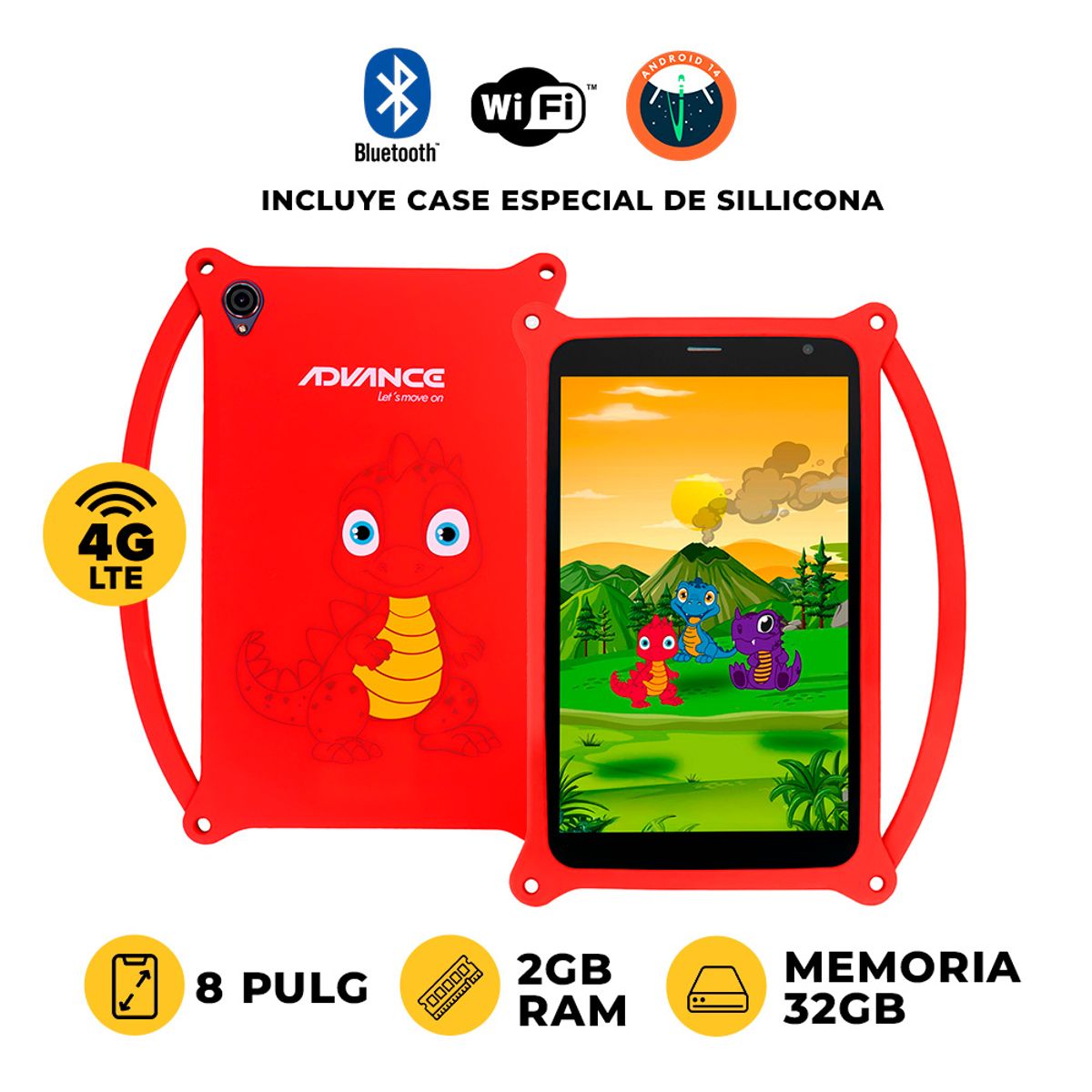 ADVANCE - TABLET ADVANCE KIDS TR8050 8 IPS 4G 2GB 32GB + COVER RED