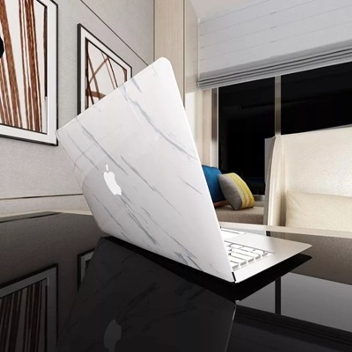 GENERICO - PAPEL TAPIZ AUTOADHESIVO MARMOL BLANCO 10 MTS X 60 CM