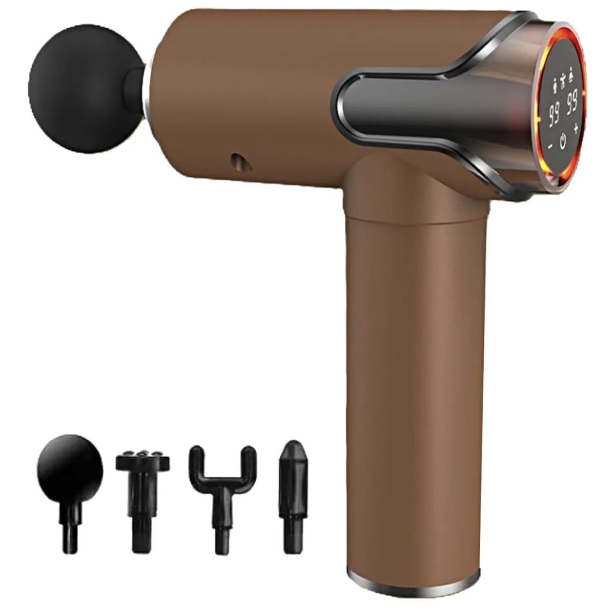 GENERICO - Masajeador Gun Pistola con 4 Cabezales Digital