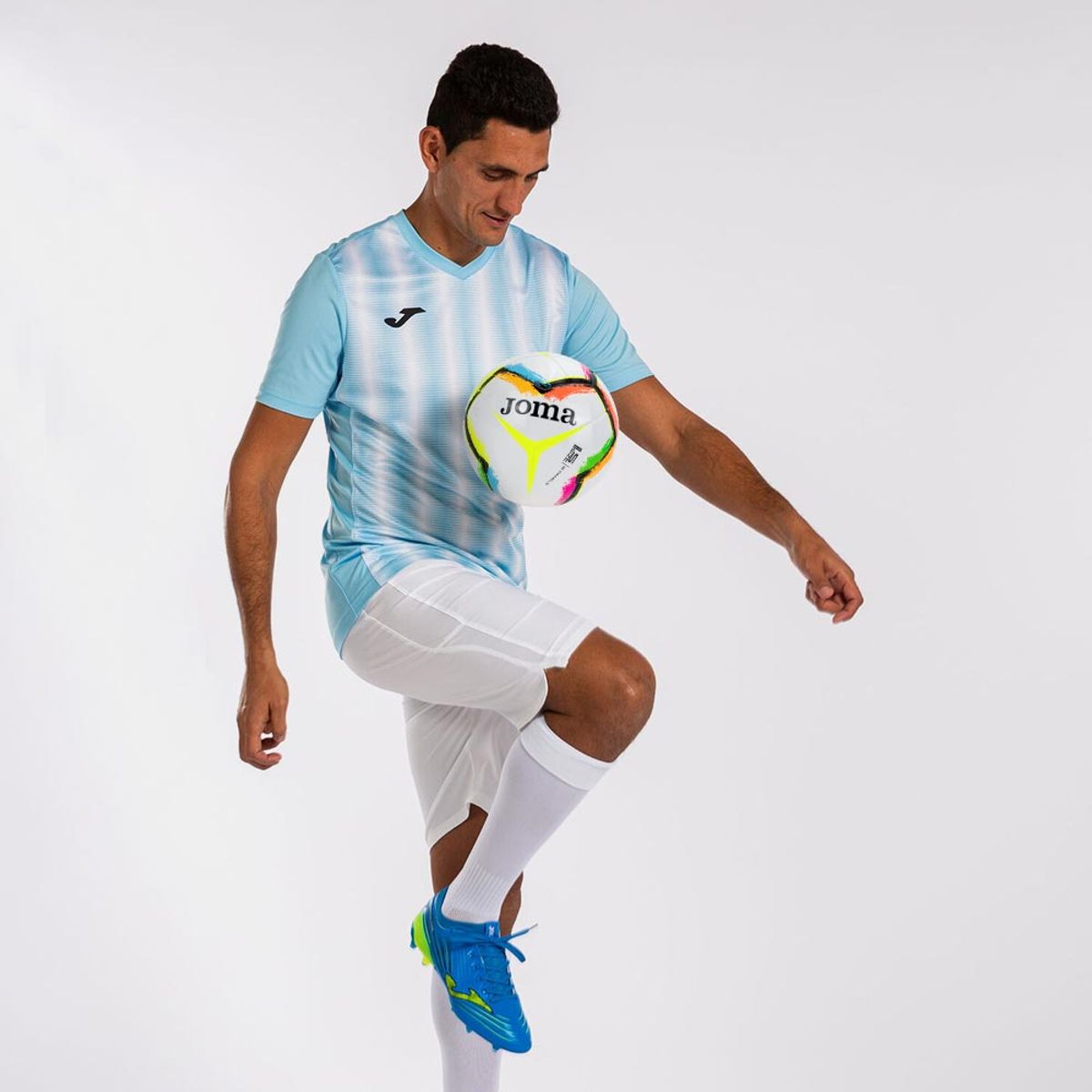 JOMA - Balón Fútbol Halley II Blanco Multicolor Fluor T5