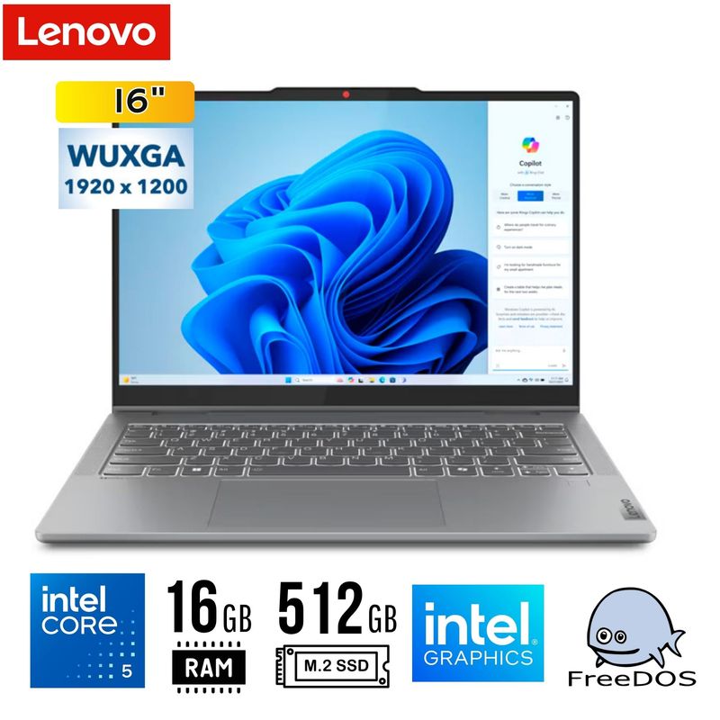 LENOVO - LAPTOP LENOVO ThinkBook 16 G8 IRL 16" WUXGA IPS, Core 5 210H 4.8GHz, 16GB 512GB SSD FREEDOS