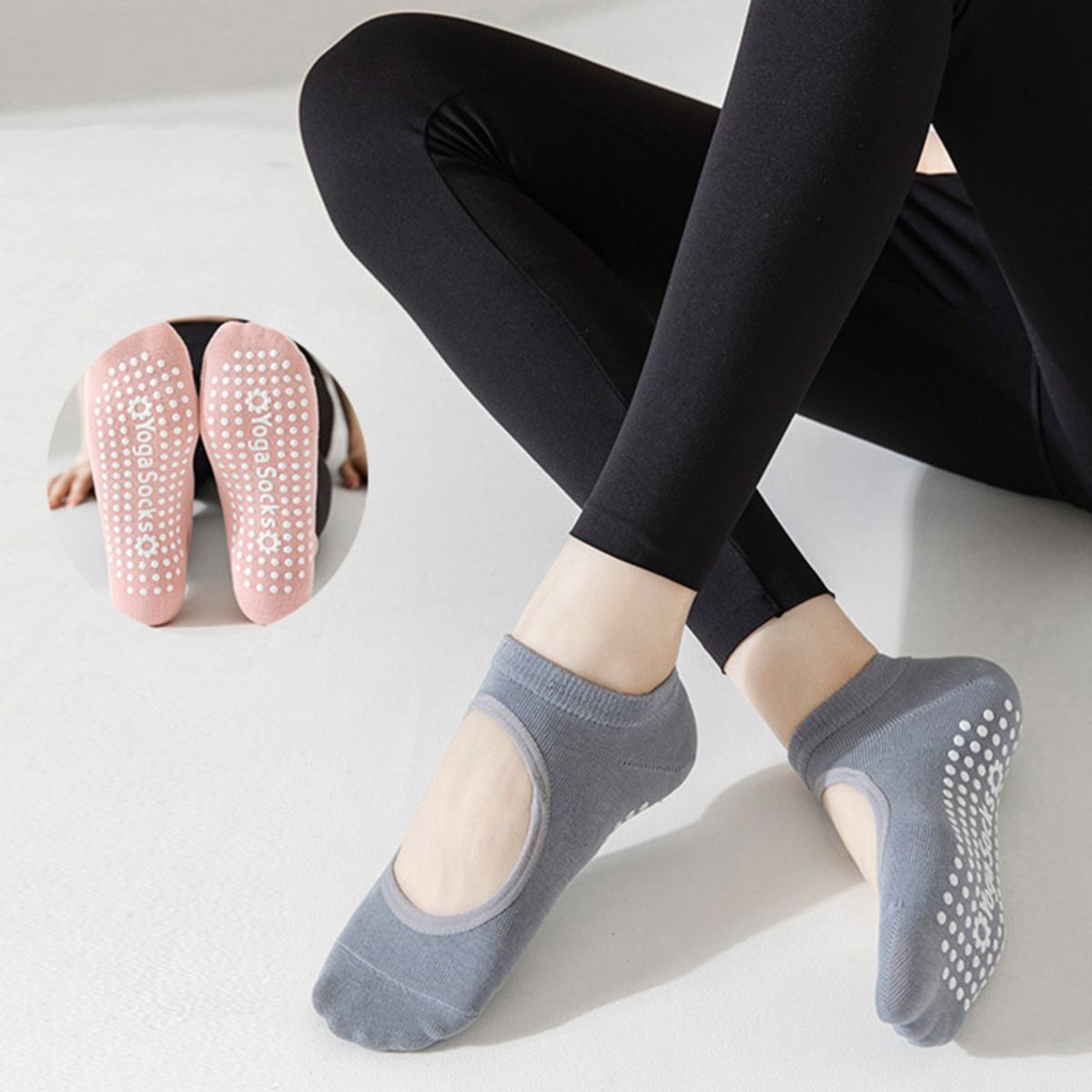 GENERICO - Medias Antideslizantes Open Top Marinera Danza Yoga Pilates Fitbox