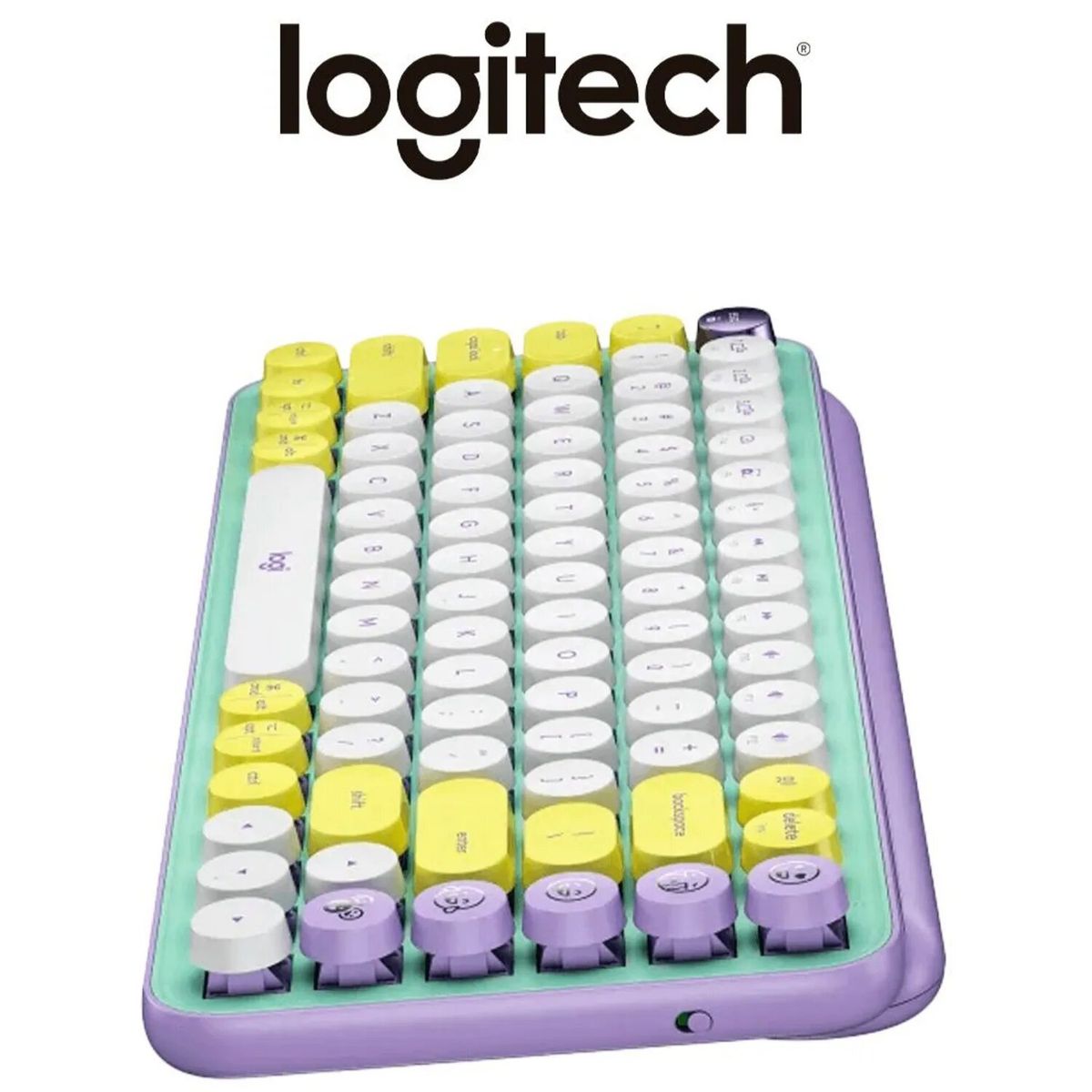 LOGITECH - TECLADO LOGITECH POP KEYS INALAMBRICO BLUETOOTH FRESH VIBES LILA VERDE