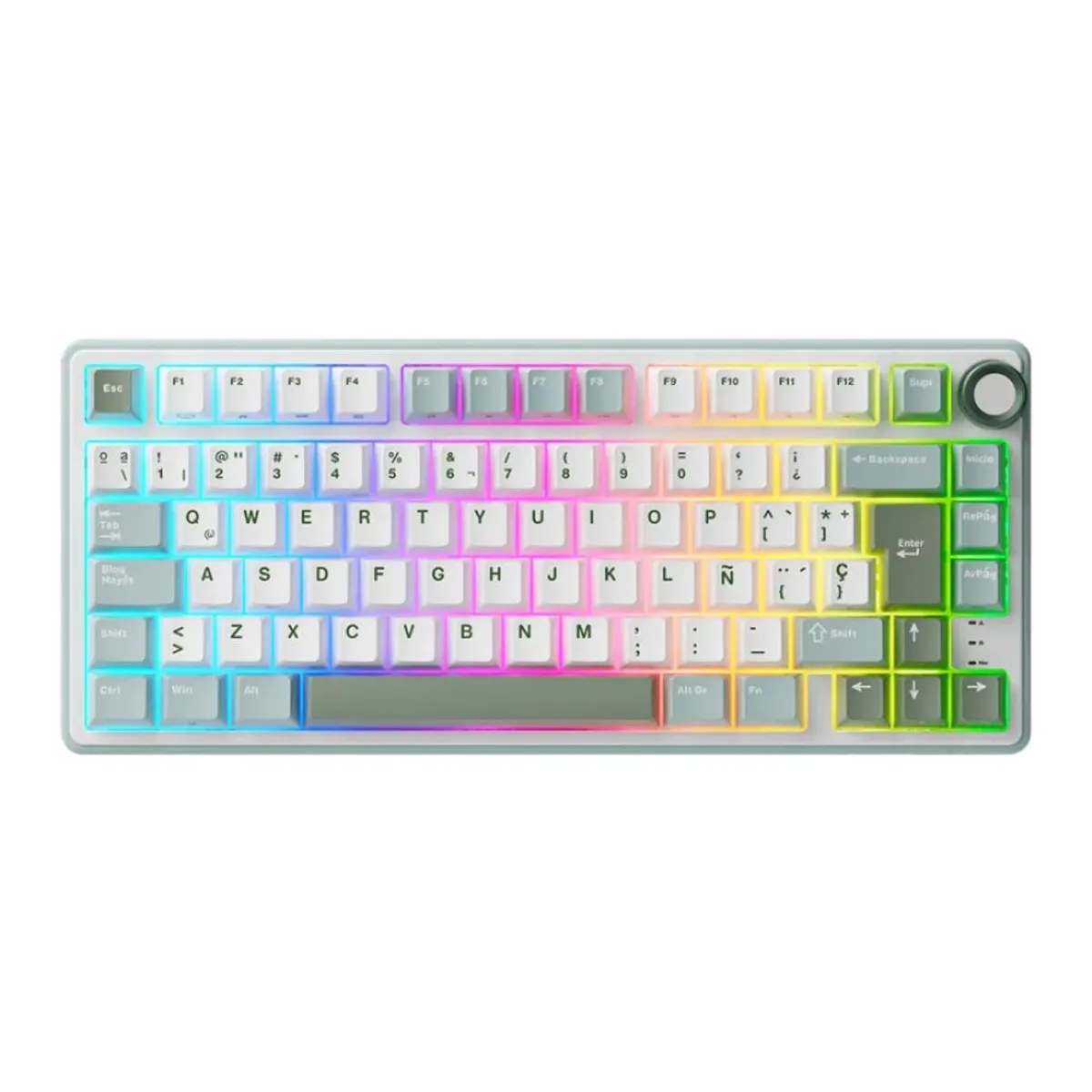 ROYAL KLUDGE - Royal Kludge - Teclado R75 Wired 75% Sky Cyan Switch K Silver