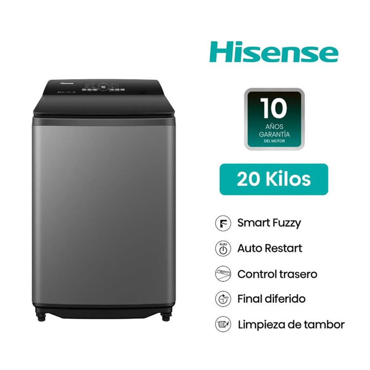HISENSE - Lavadora Automatica Hisense Wt3I2023Ut 20K Grafito