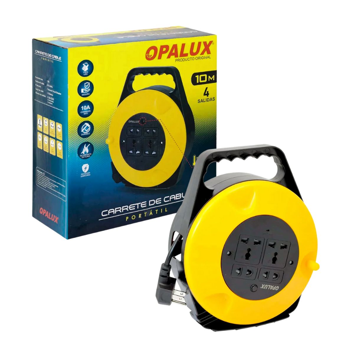 OPALUX - Carrete de cable portatil 10M - OPR404Y