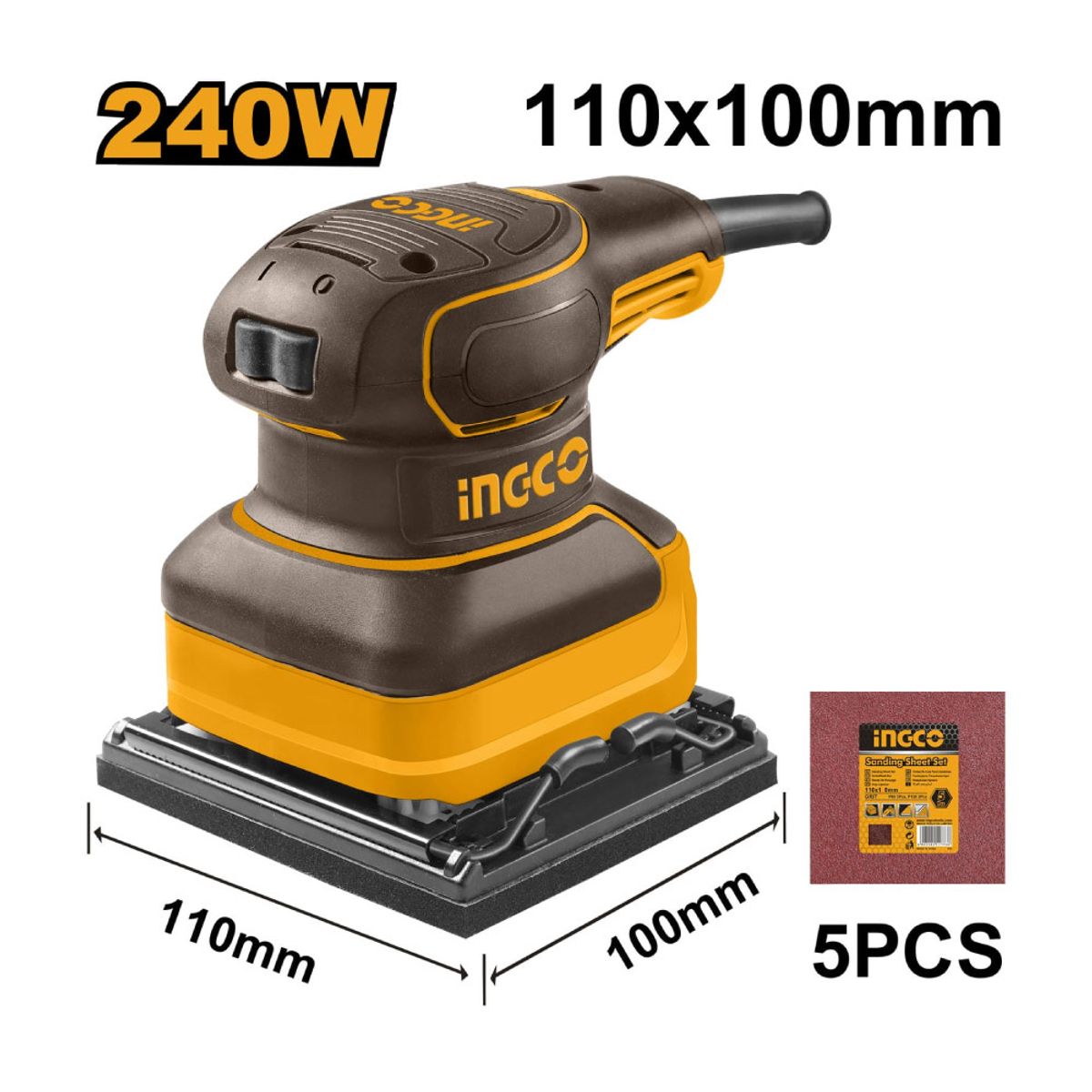 INGCO TOOLS - LIJADORA ORBITAL INGCO 240W 110X100MM PS2416