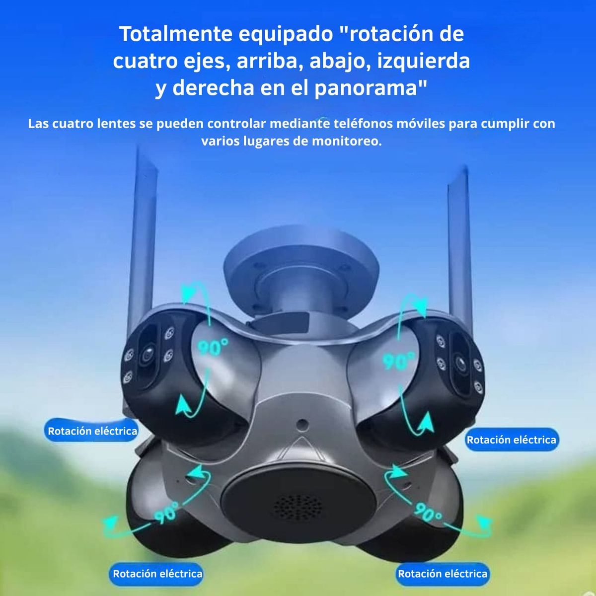 OEM - Cámara Wifi 360° IP 66 con 4 lentes - FHD con alarma + sirena