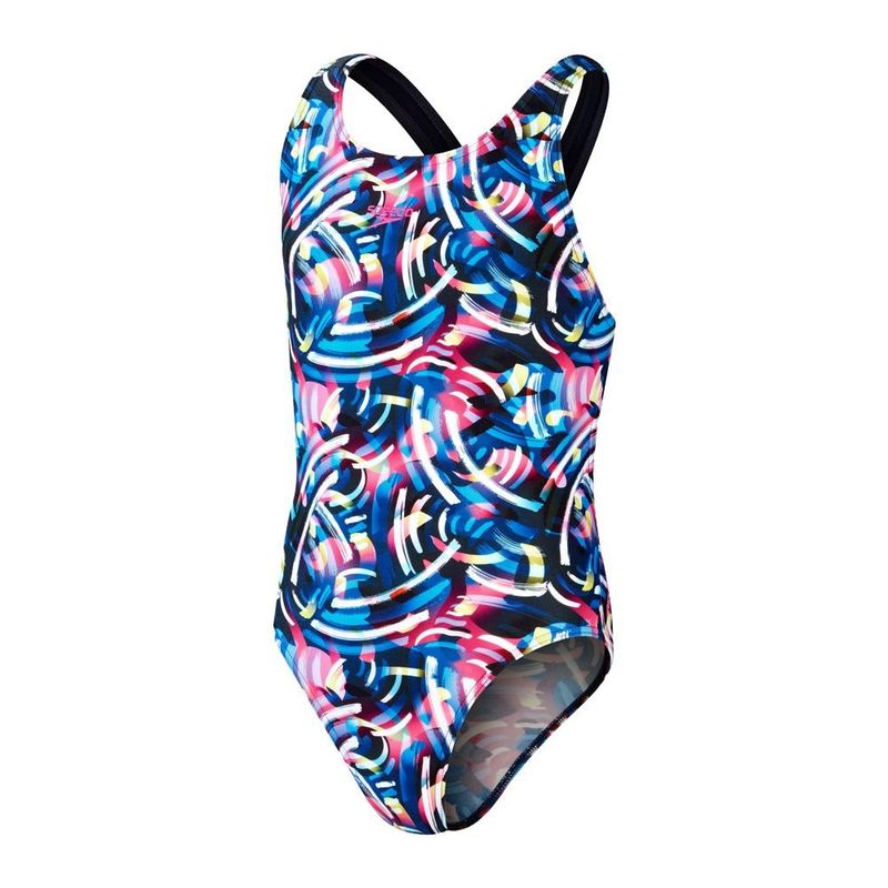 SPEEDO - Traje Baño Natación Niña Digital Allover Leaderback BlackBlue
