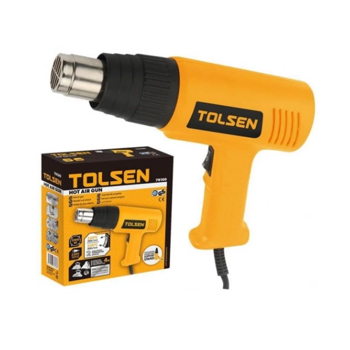 TOLSEN - PISTOLA DE CALOR DE 2000W 230V CON TEMPERATURA AJUSTABLE TOLSEN