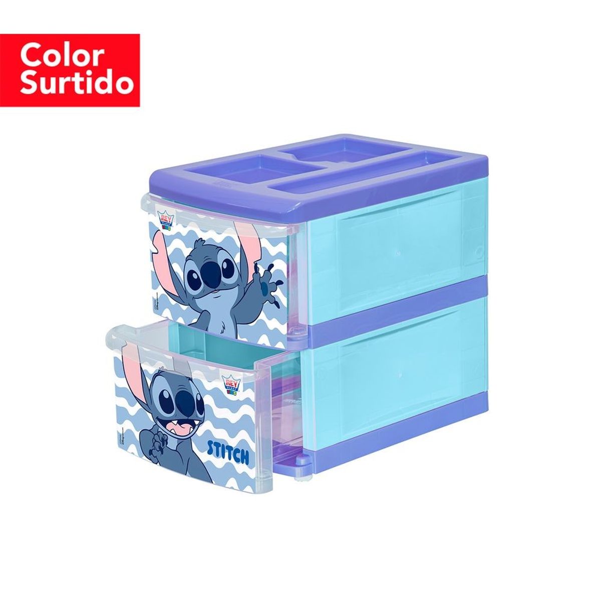 REY PLAST - Organizador Praktico 2 Niveles Dec.Disney Stitch (Color Surtido)