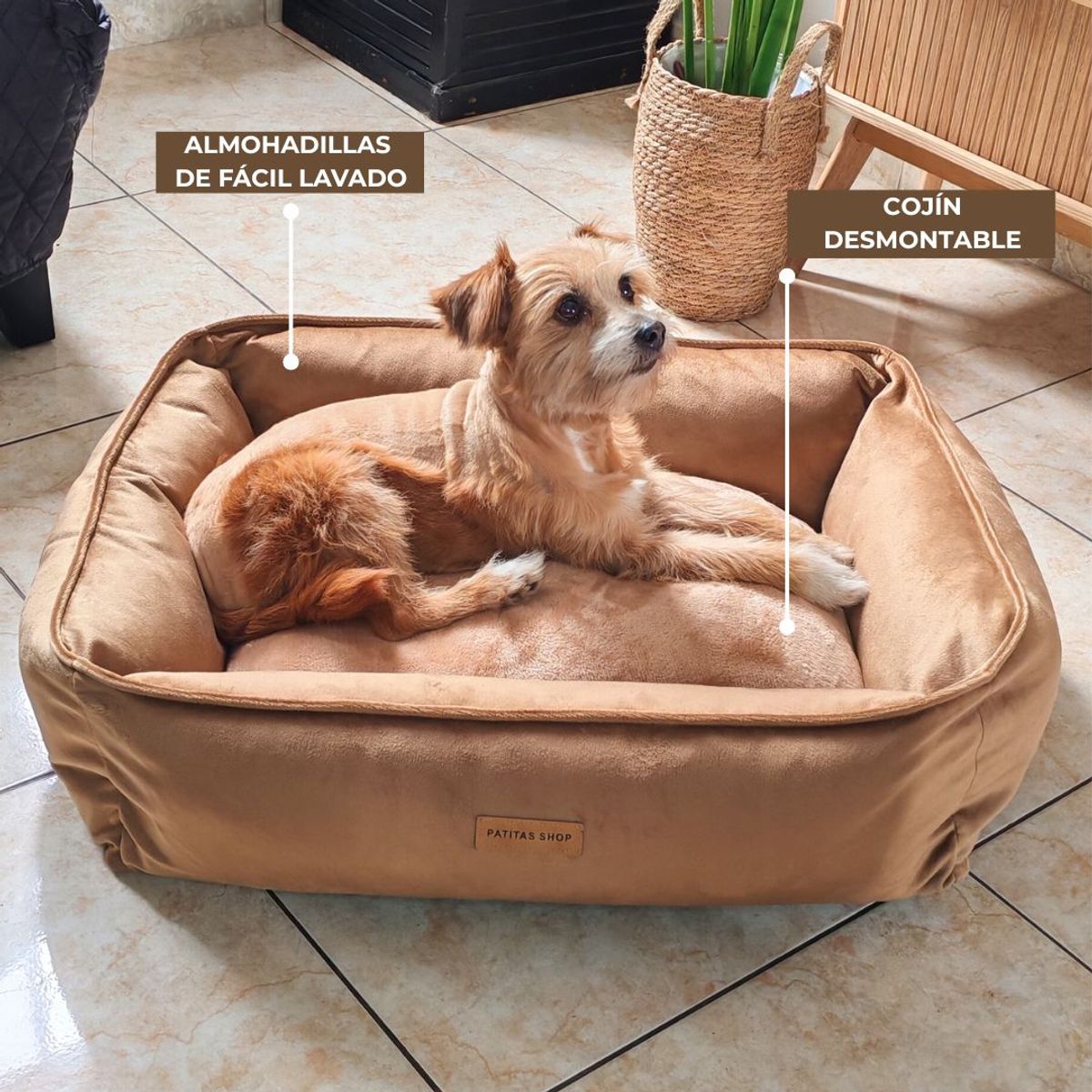 GENERICO - Cama Abrigadora Reversible de Felpa para Mascotas XL Camello