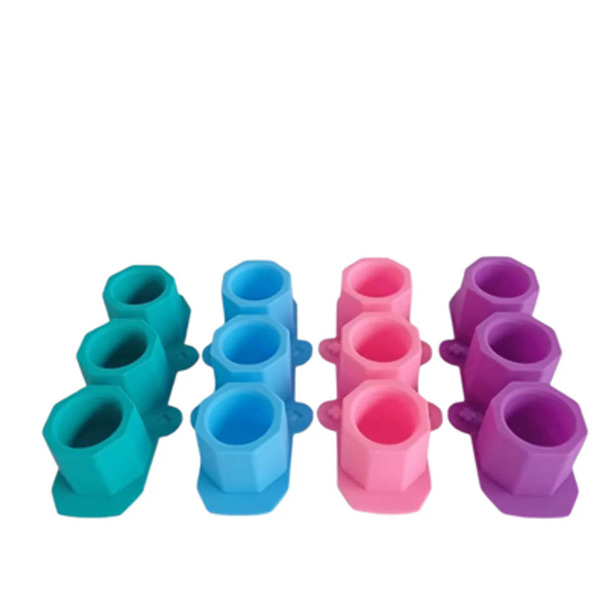 GENERICO - PACK X 4 MOLDES DE SILICONA PARA MACETA EN FORMA OCTOGONAL