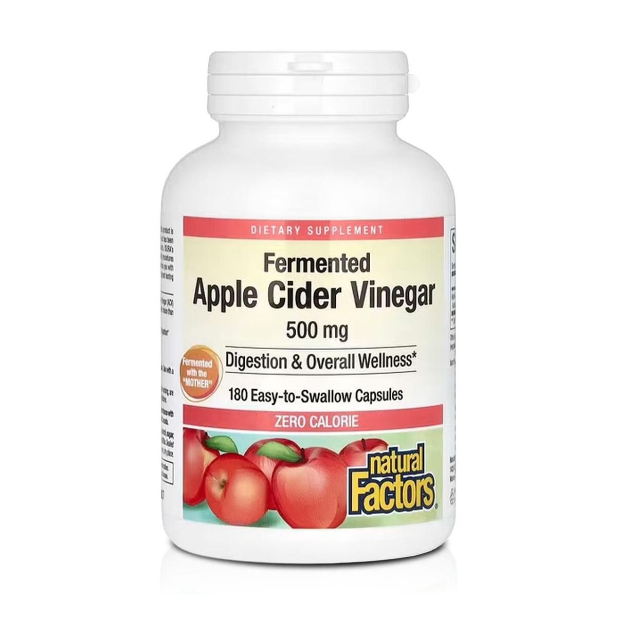 VITAMINA - Vinagre de Manzana Fermentada 500 mg (180 Cápsulas) – Natural Factors