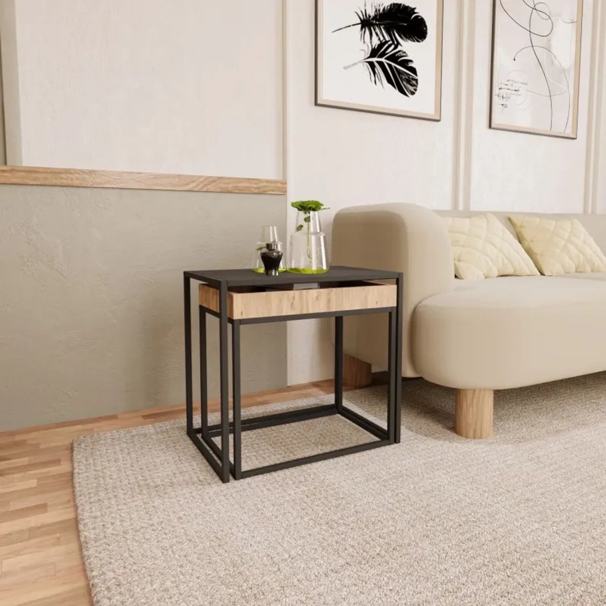 STARHOME - Mesa Lateral Trazzo Duna y Negro