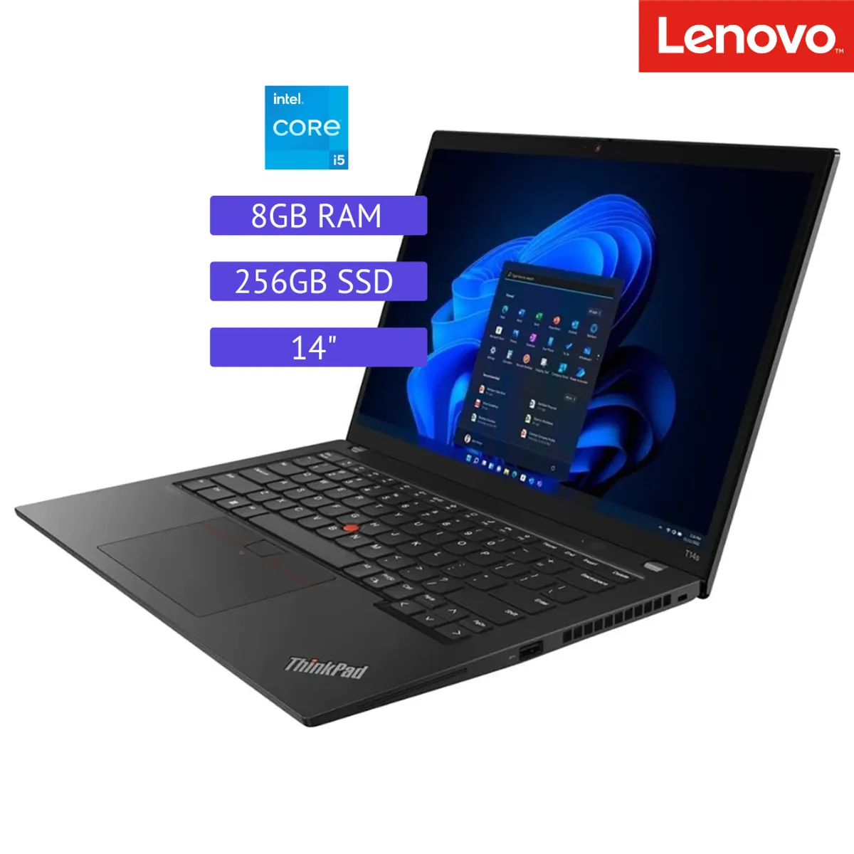 LENOVO - Laptop Reacondicionada Lenovo Thinkpad T14s -Core i5 10ma - 8GB RAM - 256GB SSD - Negro