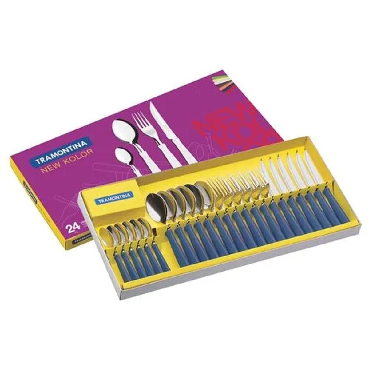 TRAMONTINA - Jgo Cubiertos X 24 Pz New Kolor M/Azul - Tramontina