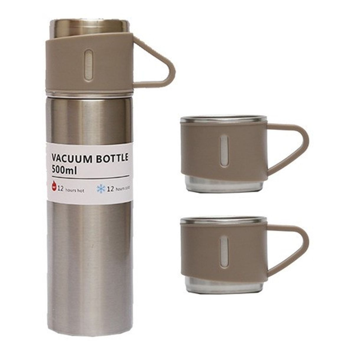 GENERICO - Termo 500 ml con 2 Tazas Beige