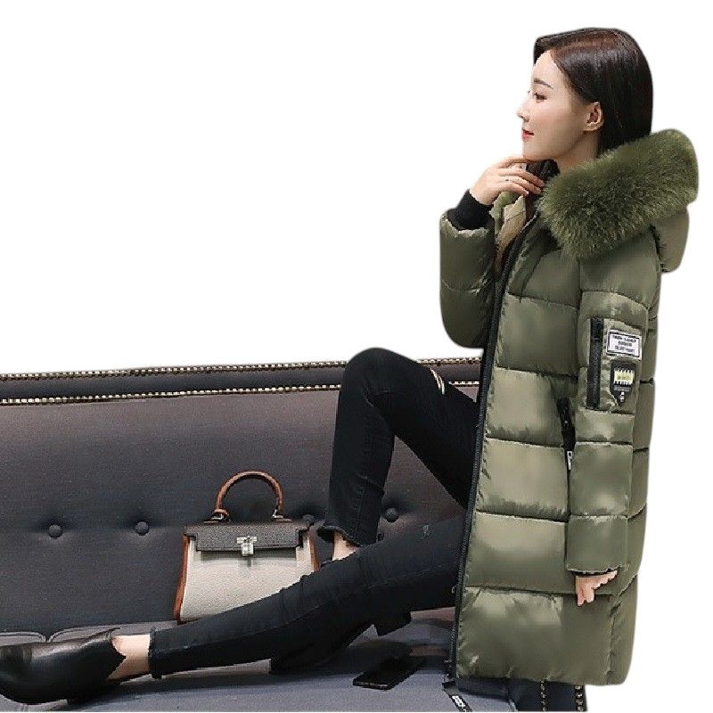 GENERICO - Casaca larga acolchada con capucha para mujer