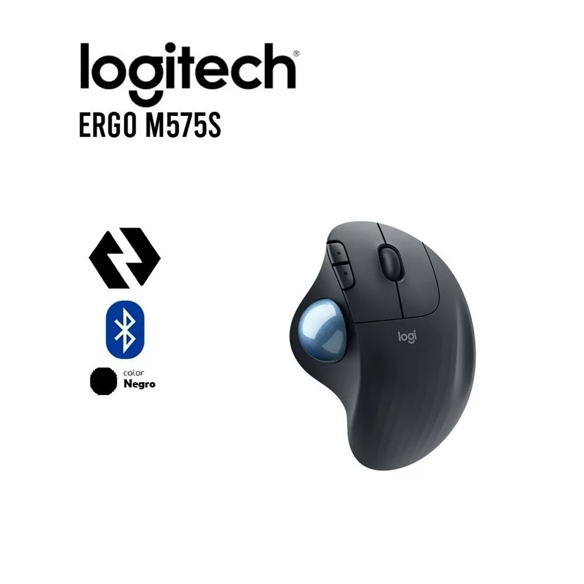 LOGITECH - Mouse Logitech Ergo M575S Trackball Negro Ergonomico Bluetooth