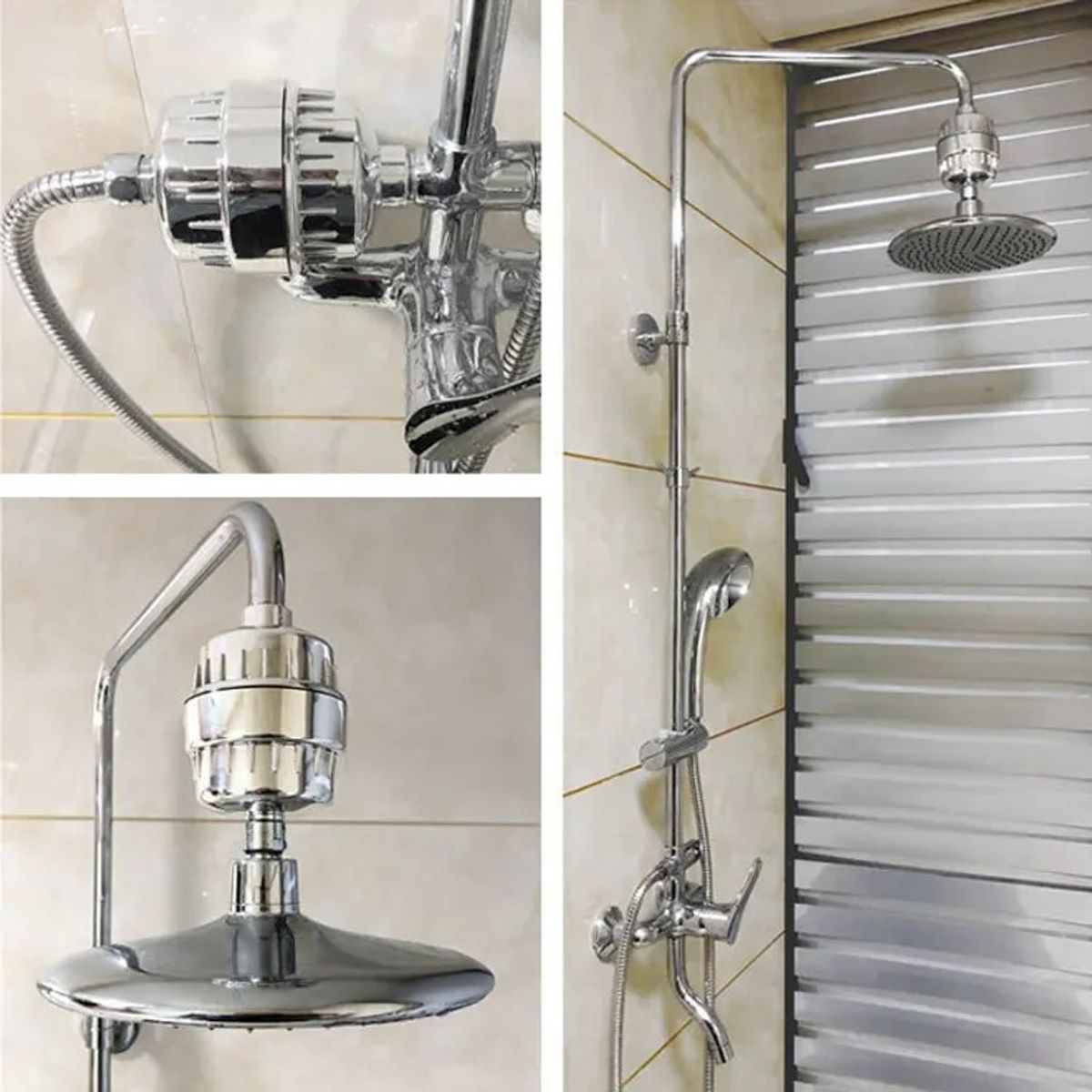 ASDAGI - Filtro Ducha Plateado ASDAGI + 02 Repuestos