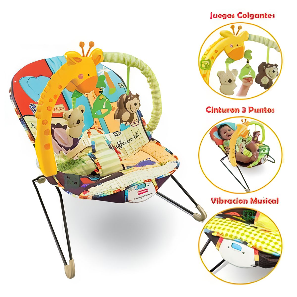 GENERICO - Silla Mecedora Bouncer con Vibrador Jirafa