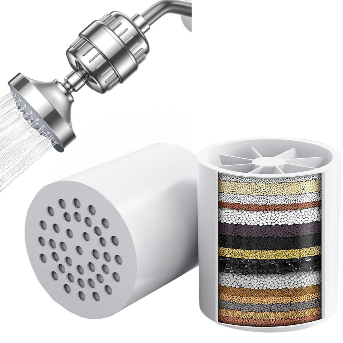 ASDAGI - Repuesto para Filtro Ducha Plateado ASDAGI - 02 Unidades