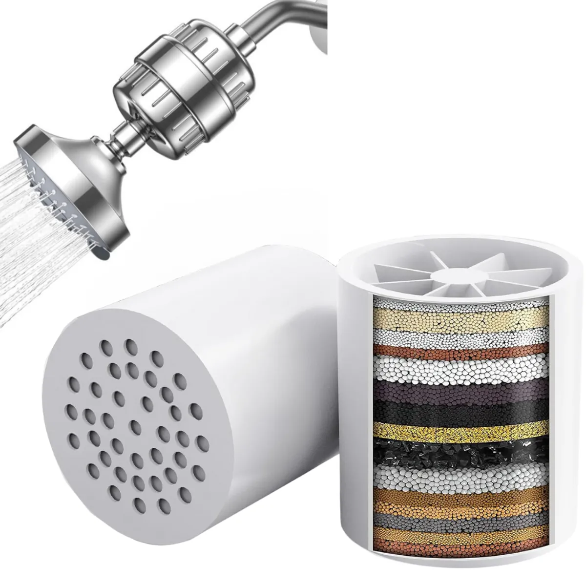 ASDAGI - Repuesto para Filtro Ducha Plateado ASDAGI - 02 Unidades