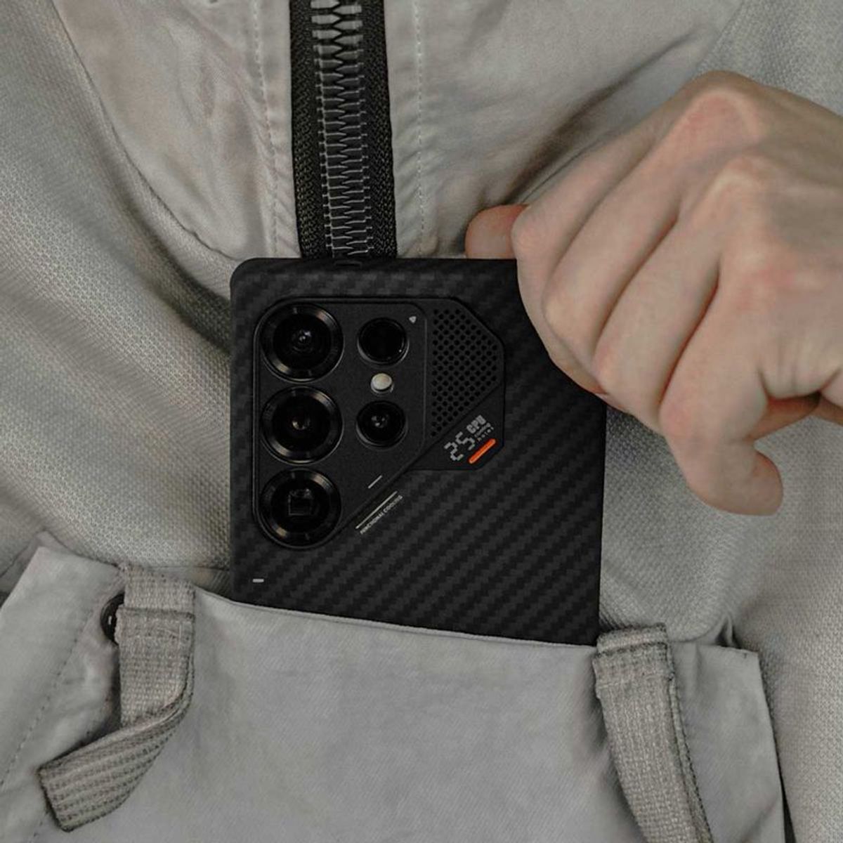 AULUMU - Case Premium Galaxy S25 Ultra Aulumu Magsafe Fibra Aramida Negro