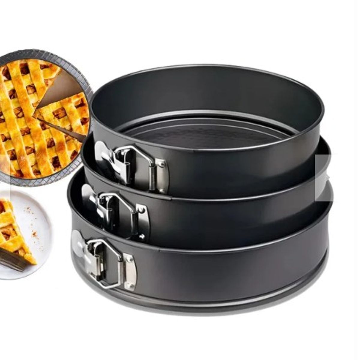 GENERICO - Set 3 Moldes Redondos Repostería Torta Antiadherente