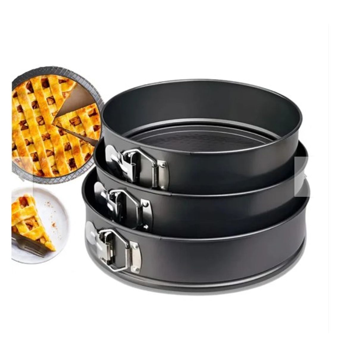 GENERICO - Set 3 Moldes Redondos Repostería Torta Antiadherente