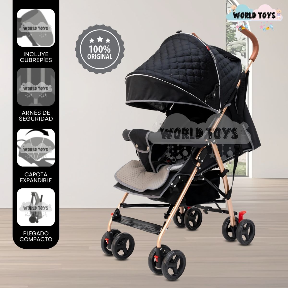 BABY - Coche Bastón de Lujo «MENDOX» Edicion Limitada Black