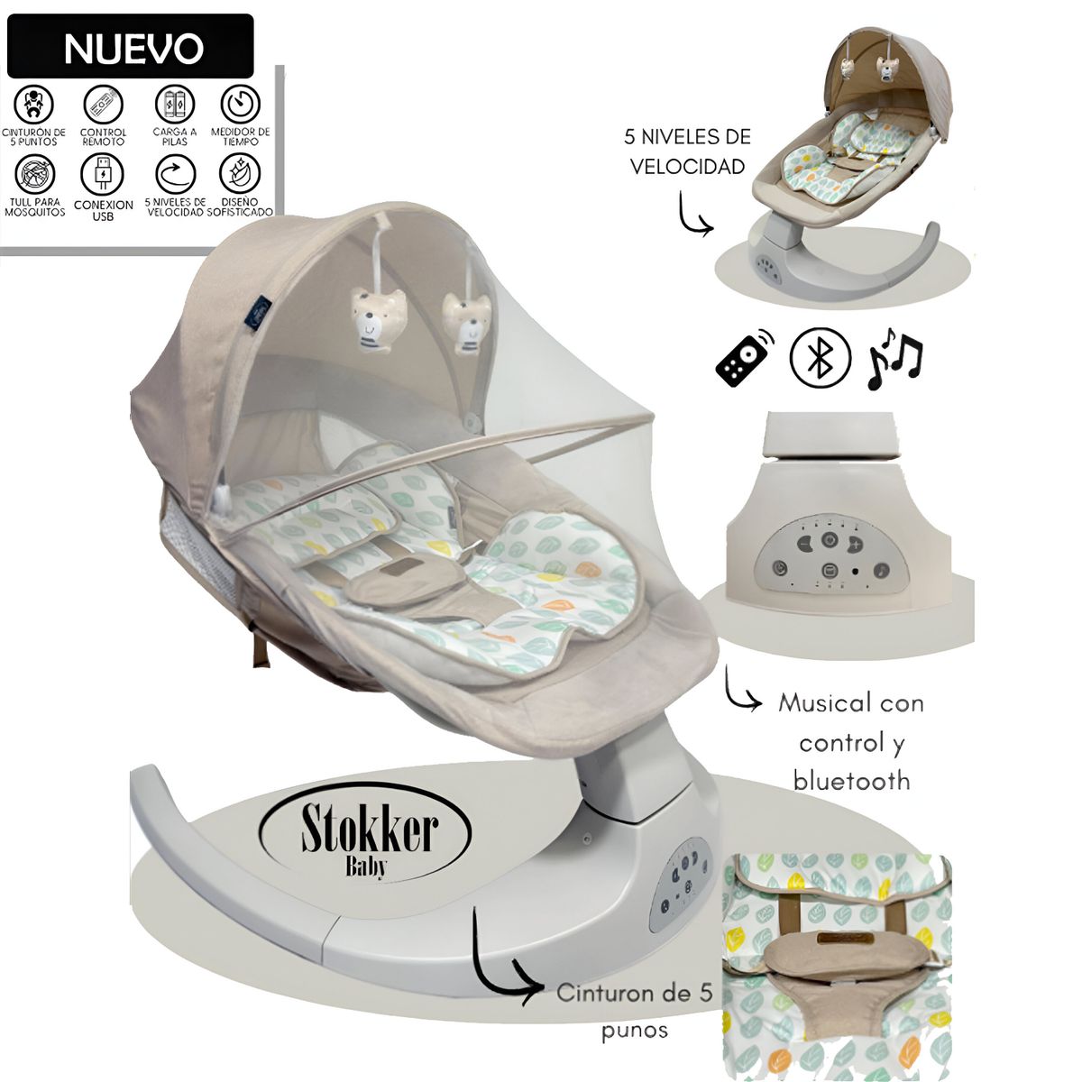 STOKKER BABY - Mecedora Eléctrica Para Bebes MAX Beige