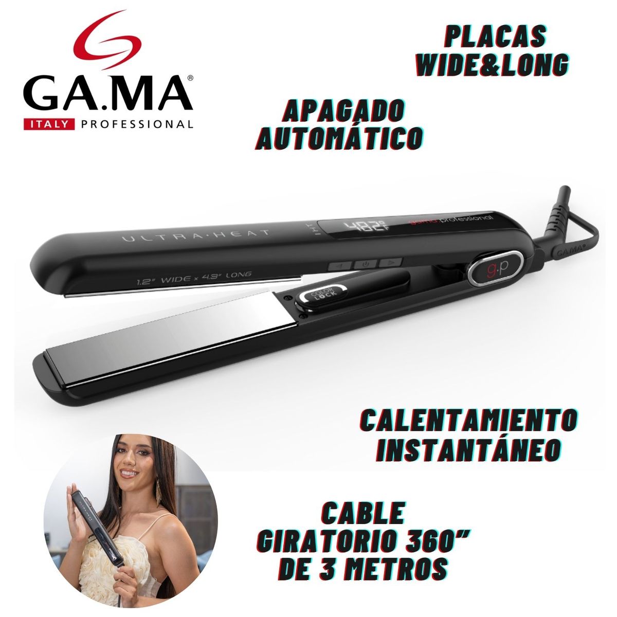 GAMA - Plancha para Cabello Gama G-EVO Ultra Heat BECHS0000001212 BI-VOLT