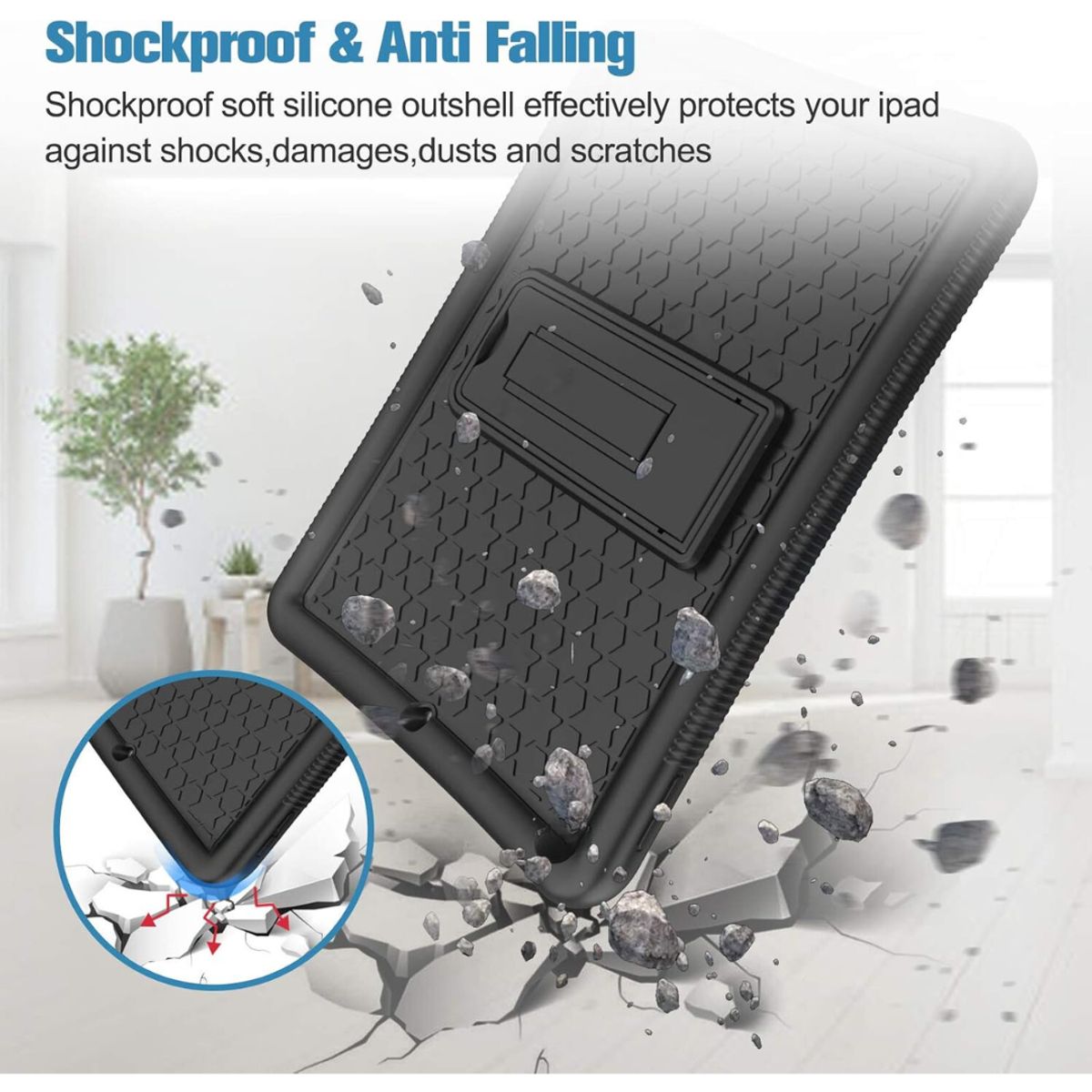 GENERICO - Funda Protector Antigolpe Goma con Soporte Para Lenovo M11 - NEGRO