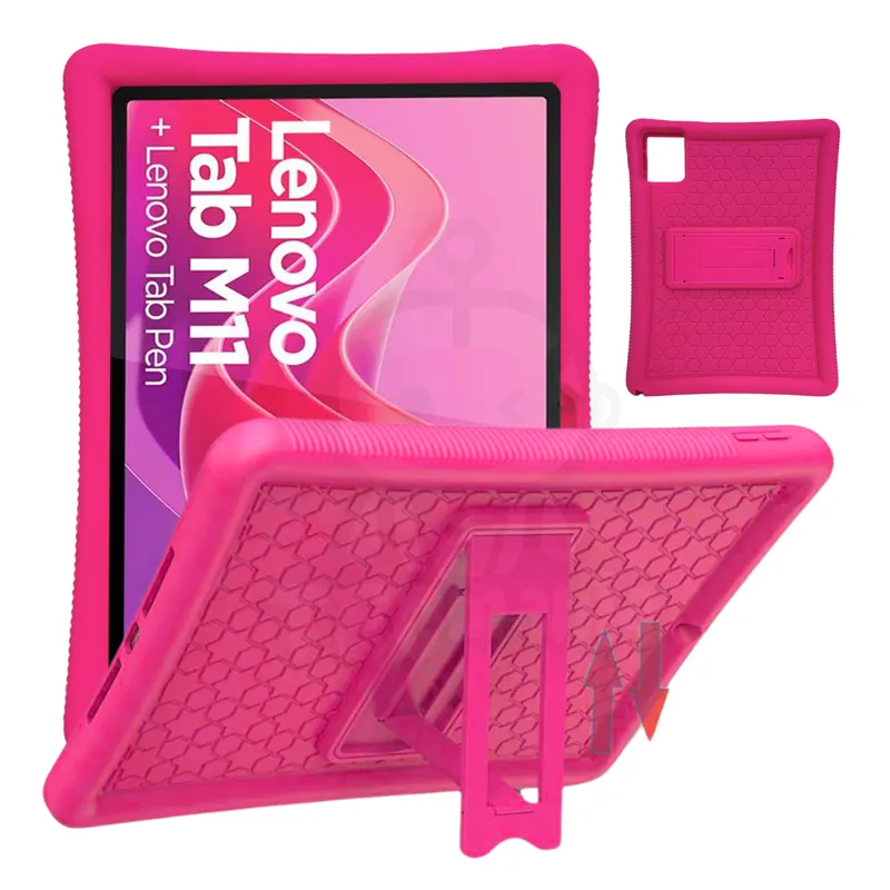 GENERICO - Funda Protector Antigolpe Goma con Soporte Para Lenovo M11 - FUCSIA