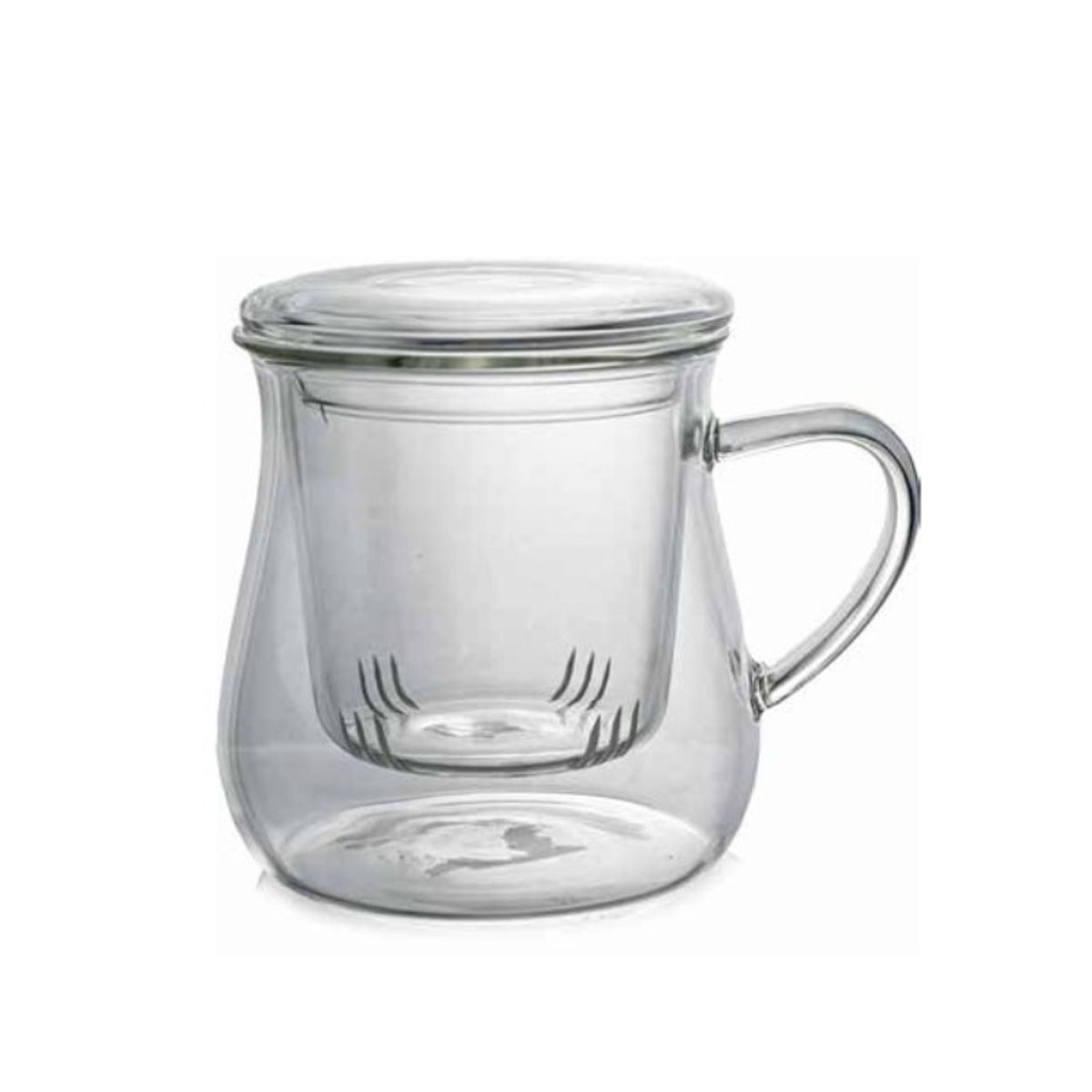 GENERICO - Taza de té de vidrio con infusor y tapa 450 ml