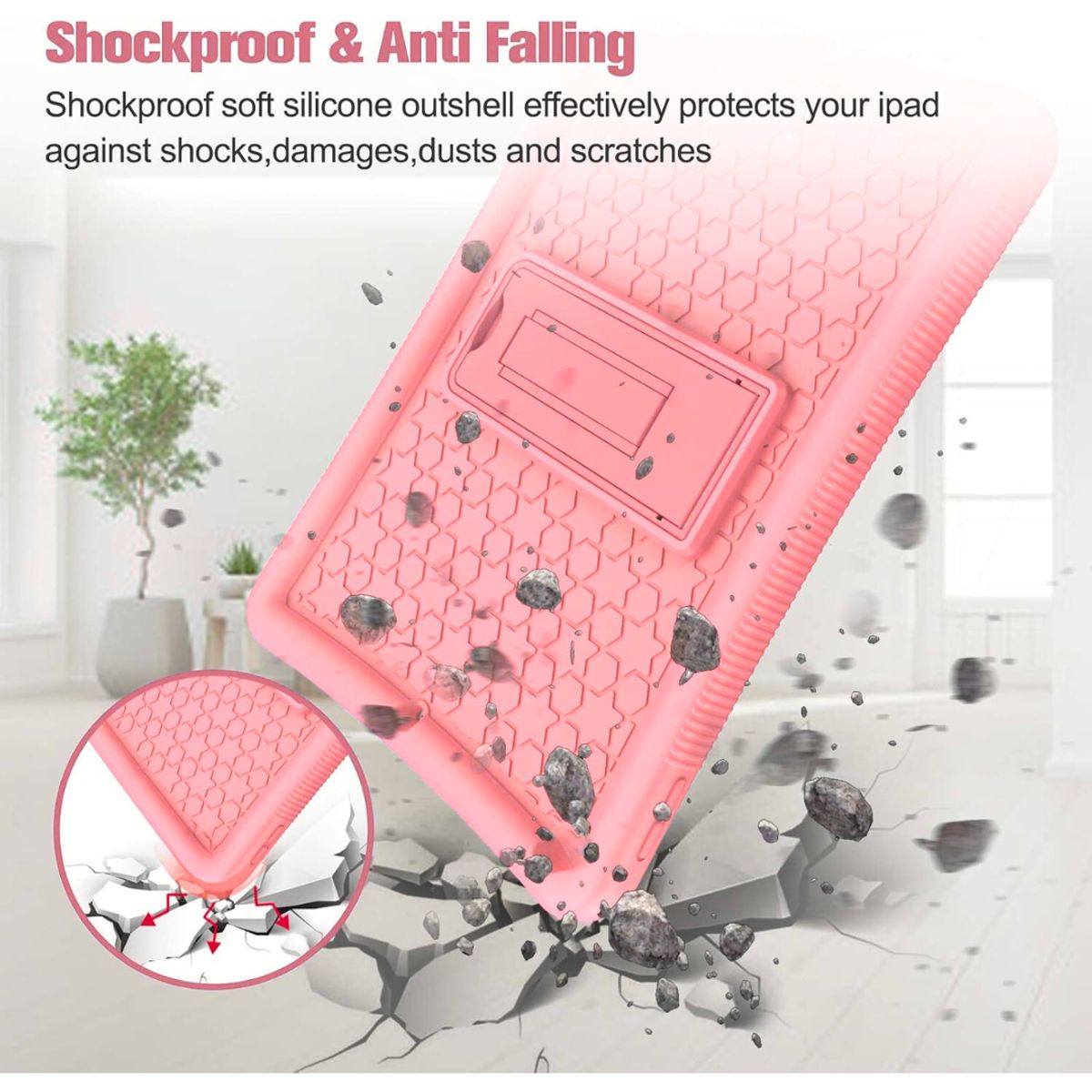 GENERICO - Funda Protector Antigolpe Goma con Soporte Para Lenovo M11 - ROSADO